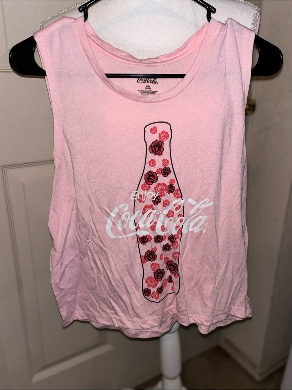 Coca Cola Pink Tank with Floral Bottle Graphic
